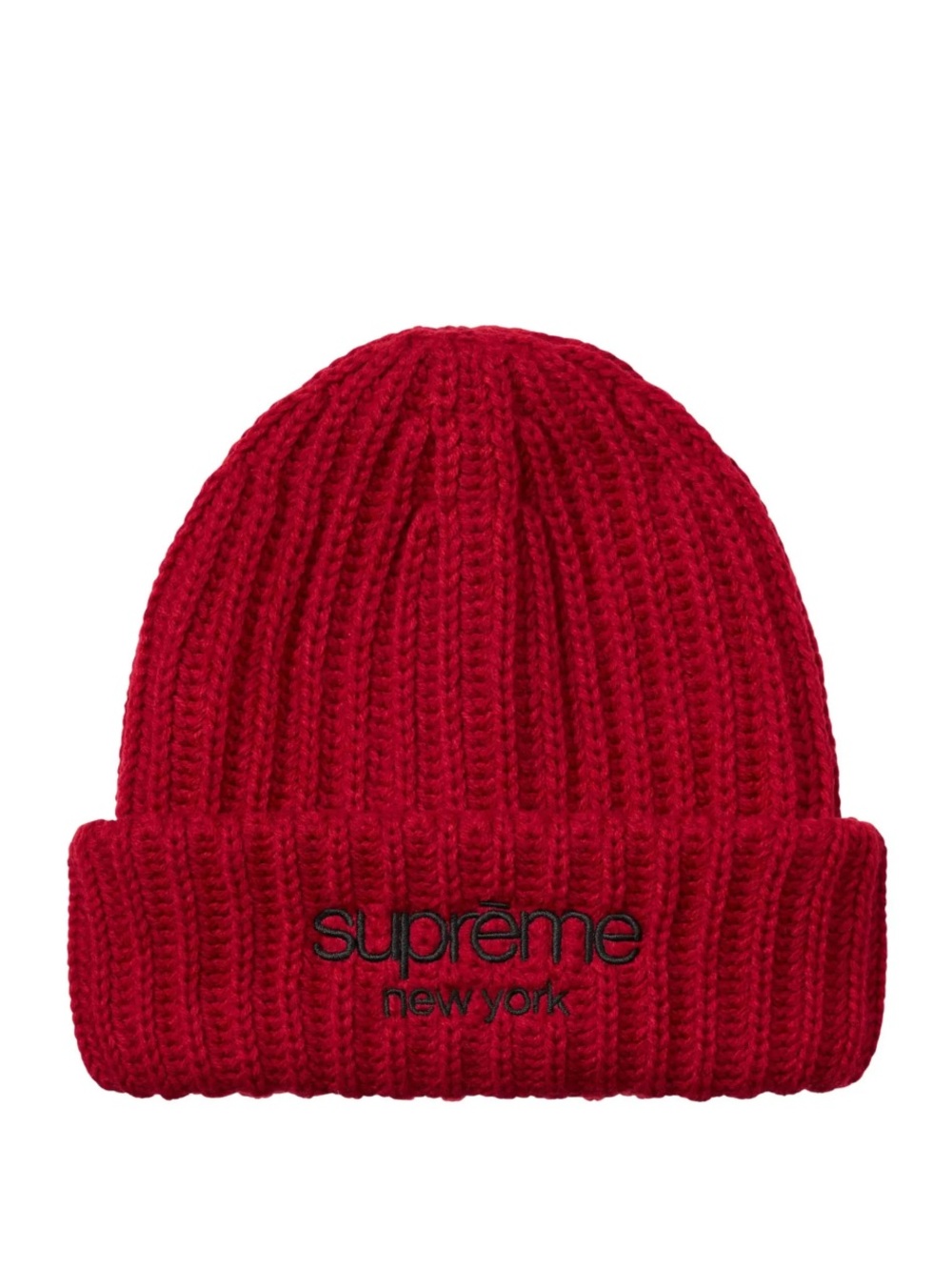 Supreme New York Classic Logo Chunky Red Ribbed Beanie (NWT)